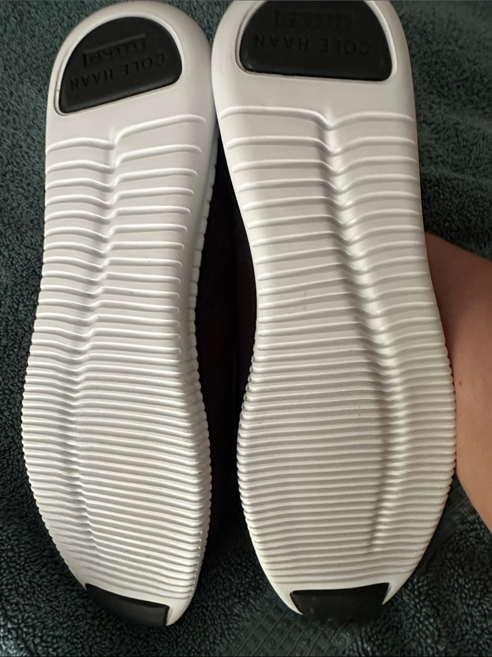 Cole Haan Black Knit Lace-Up Slip-On Flats with White Sole - Picture 3 of 4